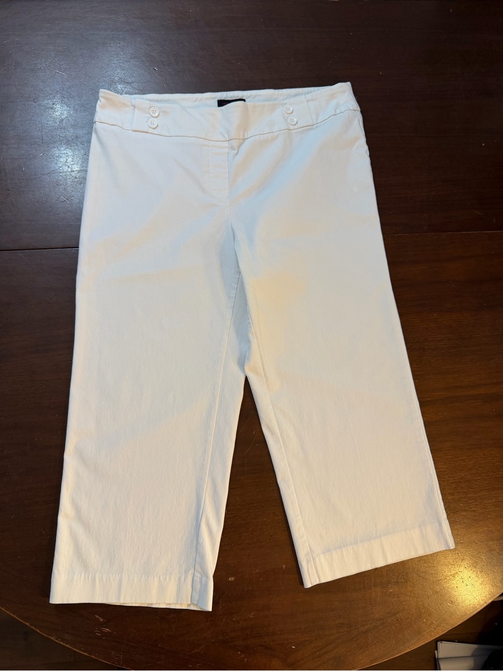Rekucci White Cropped Wide-Leg Capris Size 16 stretch Pull-on